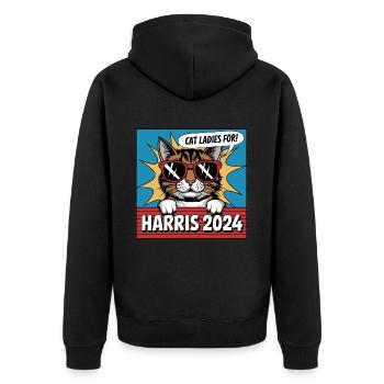 Cat Ladies For Kamala Harris 2024 USA America - Unisex Premium Organic Zip Hoodie - black - Back - Nico (187cm)