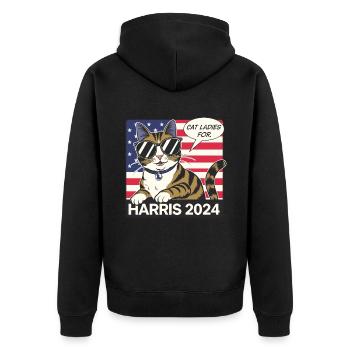 Cat Ladies For Kamala Harris 2024 USA America - Unisex Premium Organic Zip Hoodie - black - Back - Nico (187cm)