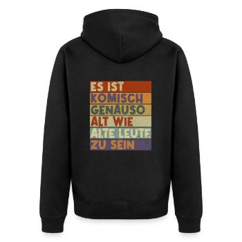 Es ist komisch genauso alt wie alte Leute zu sein - Unisex Premium Bio Zip Hoodie - Schwarz - Hinten - Nico (187cm)