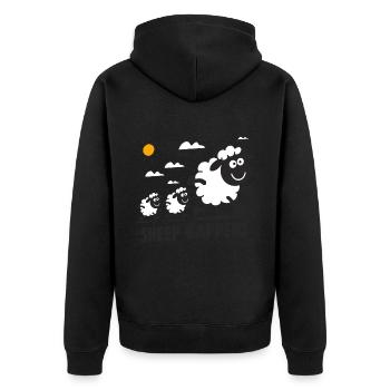 Funny Sheep Sheep Happens - Unisex Premium Organic Zip Hoodie - black - Back - Nico (187cm)