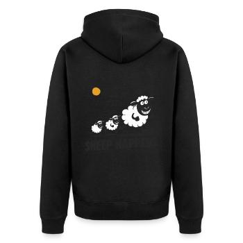 Funny Sheep Sheep Happens - Unisex Premium Organic Zip Hoodie - black - Back - Nico (187cm)