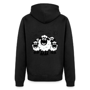Lustige Schafe Schafherde Tiere - Unisex Premium Bio Zip Hoodie - Schwarz - Hinten - Nico (187cm)
