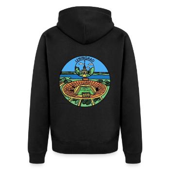 Leningrad - Soviet City - Unisex Premium Organic Zip Hoodie - black - Back - Nico (187cm)