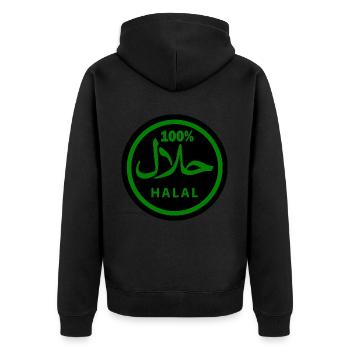 Halal - Unisex Premium Bio Zip Hoodie - Schwarz - Hinten - Nico (187cm)