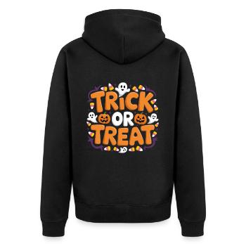 Trick or Treat - Unisex Premium Organic Zip Hoodie - black - Back - Nico (187cm)
