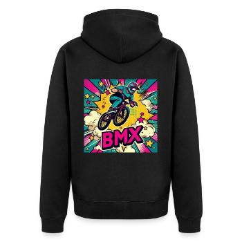 Vélo BMX - Veste à capuche bio Premium Unisexe - noir - Dos - Nico (187cm)