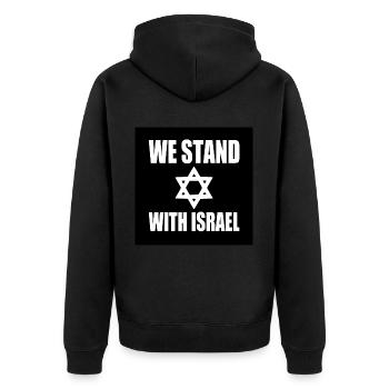 We stand with israel - Unisex Premium Bio Zip Hoodie - Schwarz - Hinten - Nico (187cm)