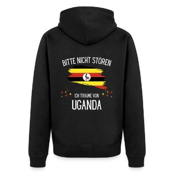 Bitte Nicht Stören Ich Träume Von Uganda - Unisex Premium Bio Zip Hoodie - Schwarz - Hinten - Nico (187cm)