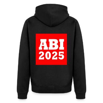 Abi 2025 - Unisex Premium Bio Zip Hoodie - Schwarz - Hinten - Nico (187cm)