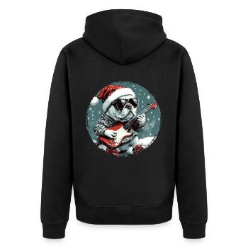 French Bulldog Dog Christmas Rocker Git - Unisex Premium Organic Zip Hoodie - black - Back - Nico (187cm)