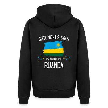 Bitte Nicht Stören Ich Träume Von Ruanda - Unisex Premium Bio Zip Hoodie - Schwarz - Hinten - Nico (187cm)