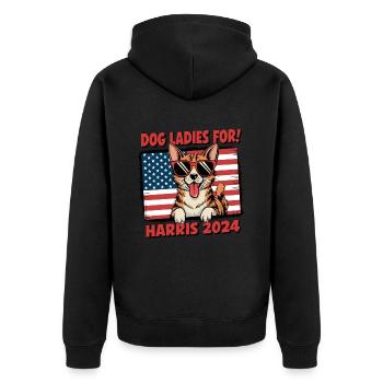 Chien Dames Pour Kamala Harris 2024 États-Unis Amérique - Veste à capuche bio Premium Unisexe - noir - Dos - Nico (187cm)