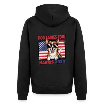 Chien Dames Pour Kamala Harris 2024 États-Unis Amérique - Veste à capuche bio Premium Unisexe - noir - Dos - Nico (187cm)