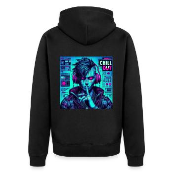 Chill Out - Unisex Premium Organic Zip Hoodie - black - Back - Nico (187cm)