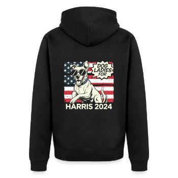 Chien Dames Pour Kamala Harris 2024 États-Unis Amérique - Veste à capuche bio Premium Unisexe - noir - Dos - Nico (187cm)