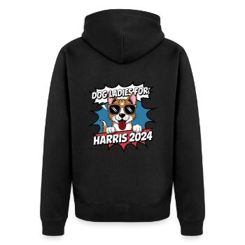 Chien Dames Pour Kamala Harris 2024 États-Unis Amérique - Veste à capuche bio Premium Unisexe - noir - Dos - Nico (187cm)