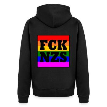 Fck afd - Unisex Premium Organic Zip Hoodie - black - Back - Nico (187cm)