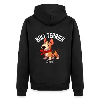 Bullterrier Papa 2 - Unisex Premium Bio Zip Hoodie - Schwarz - Hinten - Nico (187cm)
