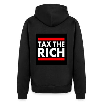 Eat the rich - Unisex Premium Bio Zip Hoodie - Schwarz - Hinten - Nico (187cm)