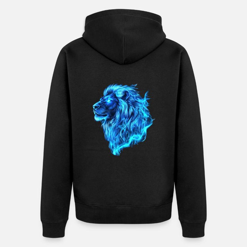 Flammes Bleu Lion - Veste à capuche bio Premium Unisexe - noir