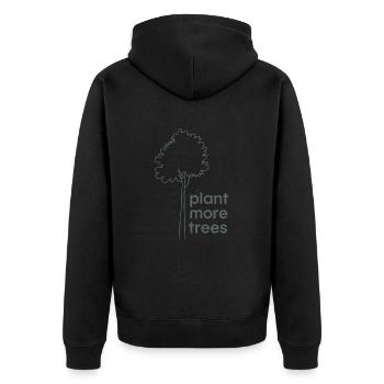 Pflanzt mehr Bäume - Naturschutz Spruch - Unisex Premium Bio Zip Hoodie - Schwarz - Hinten - Nico (187cm)