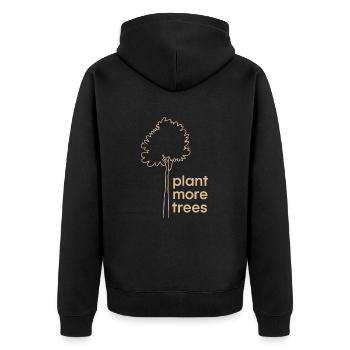 Pflanzt mehr Bäume - Naturschutz Spruch - Unisex Premium Bio Zip Hoodie - Schwarz - Hinten - Nico (187cm)