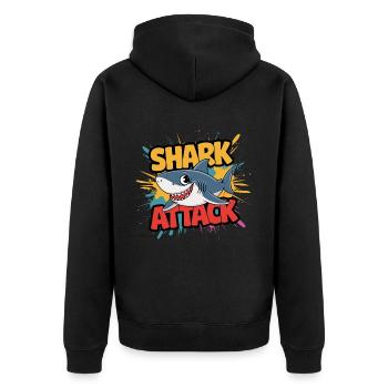 Drôle de requin Attaque de requin Amoureux de la mer - Veste à capuche bio Premium Unisexe - noir - Dos - Nico (187cm)