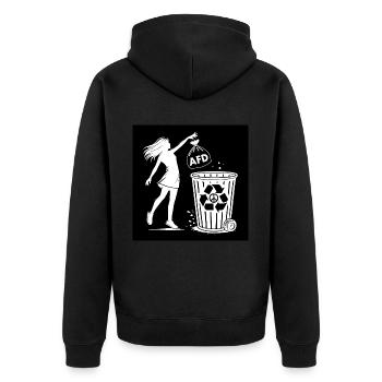 FCK AFD - Gegen Rechts - halte deine umwelt sauber - Unisex Premium Bio Zip Hoodie - Schwarz - Hinten - Nico (187cm)