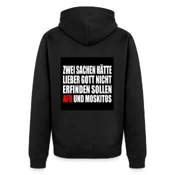 FCK AFD - Gegen Rechts - gegen nazis - moskitos - Unisex Premium Bio Zip Hoodie - Schwarz - Hinten - Nico (187cm)