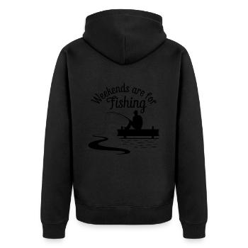 Weekends are for Fishing Fischen Angeln - Unisex Premium Organic Zip Hoodie - black - Back - Nico (187cm)