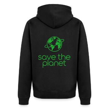 Save the Planet Earth Environmental Activists - Unisex Premium Organic Zip Hoodie - black - Back - Nico (187cm)