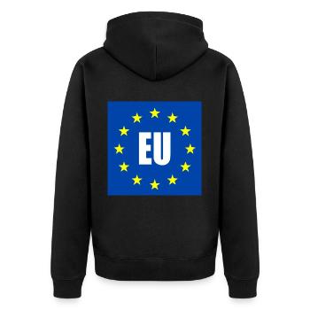 EU flag - Unisex Premium Organic Zip Hoodie - black - Back - Nico (187cm)