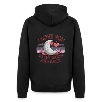 I love you to the Moon and back Valentine's Day - Unisex Premium Organic Zip Hoodie - black - Back - Nico (187cm)