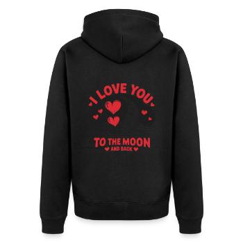 I love you to the Moon and back Valentine's Day - Unisex Premium Organic Zip Hoodie - black - Back - Nico (187cm)