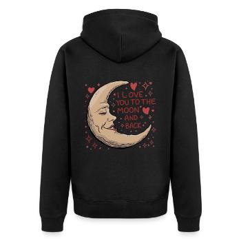 I love you to the Moon and back Valentine's Day - Unisex Premium Organic Zip Hoodie - black - Back - Nico (187cm)