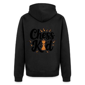 Chess Kid Chess Kids Sayings Quotes - Unisex Premium Organic Zip Hoodie - black - Back - Nico (187cm)