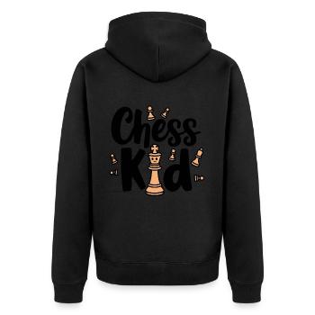 Chess Kid Chess Kids Sayings Quotes - Unisex Premium Organic Zip Hoodie - black - Back - Nico (187cm)