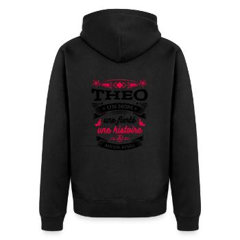 THEO UN NOM UNE FIERTÉ AUCUN RIVAL - Veste à capuche bio Premium Unisexe - noir - Dos - Nico (187cm)