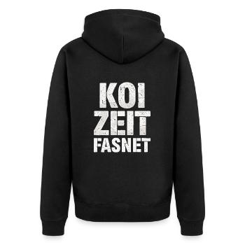Koi Zeit Fasnet - Karneval Fasching - Unisex Premium Bio Zip Hoodie - Schwarz - Hinten - Nico (187cm)