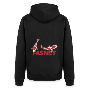 Koi Zeit Fasnet - Karneval Fasching - Unisex Premium Bio Zip Hoodie - Schwarz - Hinten - Nico (187cm)