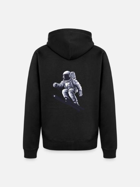Astronaut Skier Skiing - Unisex Premium Organic Zip Hoodie - black