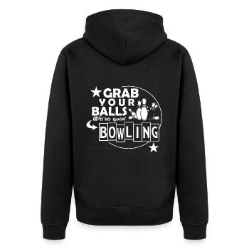 Bowling Grab your Balls - Unisex Premium Organic Zip Hoodie - black - Back - Nico (187cm)