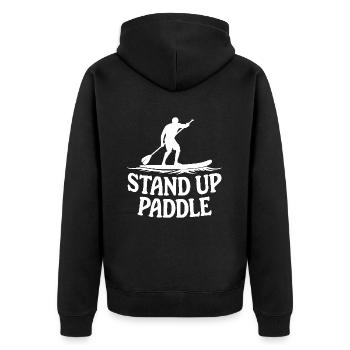 Stand Up Paddle SUP - Unisex Premium Bio Zip Hoodie - Schwarz - Hinten - Nico (187cm)