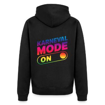 Karneval Mode On Fasching Fasnet - Unisex Premium Bio Zip Hoodie - Schwarz - Hinten - Nico (187cm)