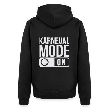 Karneval Mode On Fasching Fasnet - Unisex Premium Bio Zip Hoodie - Schwarz - Hinten - Nico (187cm)