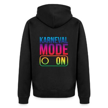 Karneval Mode On Fasching Fasnet - Unisex Premium Bio Zip Hoodie - Schwarz - Hinten - Nico (187cm)