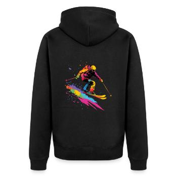 Colorful Skiing Ski Winter Sports - Unisex Premium Organic Zip Hoodie - black - Back - Nico (187cm)