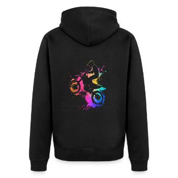 Moto de motocross Moto colorée - Veste à capuche bio Premium Unisexe - noir - Dos - Nico (187cm)