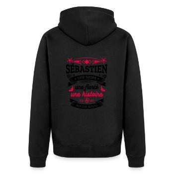 SÉBASTIEN UN NOM UNE FIERTÉ AUCUN RIVAL - Veste à capuche bio Premium Unisexe - noir - Dos - Nico (187cm)