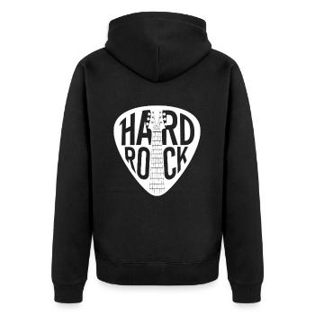 Hard Rock Guitar Pick - Unisex Premium Organic Zip Hoodie - black - Back - Nico (187cm)